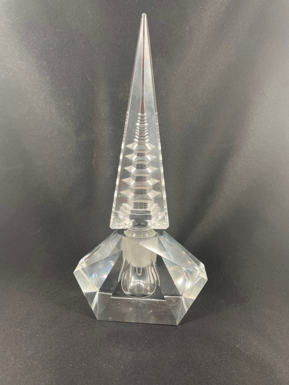Vintage Hoya Crystal Pagoda Perfume Bottle With Stopper